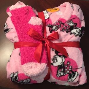 Disney Ladies 3 Piece Plush Minnie Mouse PJ Set